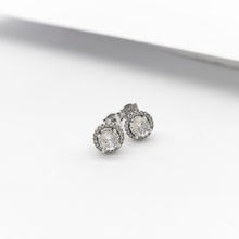 Load image into Gallery viewer, Sterling Silver Halo Cz Stud Earrings