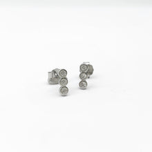 Load image into Gallery viewer, Bar Stud with 3 Tube Cubic Zirconias Earrings