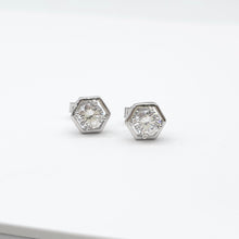 Load image into Gallery viewer, Hexagon Cubic Zirconia Stud Earrings