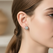 Load image into Gallery viewer, Sterling Silver Hexagon Cz Stud Earrings