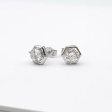 Load image into Gallery viewer, Hexagon Cubic Zirconia Stud Earrings