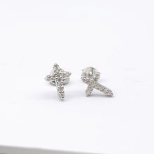 Load image into Gallery viewer, Sterling Silver Cross Pave Cz Stud Earrings