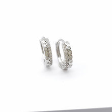 Load image into Gallery viewer, Pave and Tube Row Huggie Earrings