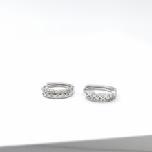 Load image into Gallery viewer, Pave and Tube Row Huggie Earrings