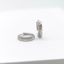 Load image into Gallery viewer, Pave and Tube Row Huggie Earrings