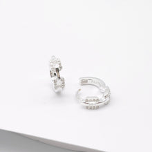 Load image into Gallery viewer, Rectangular Cubic Zirconia Huggie Earrings