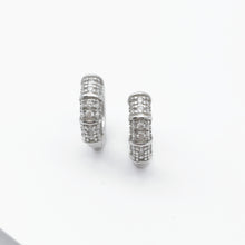 Load image into Gallery viewer, Bamboo Cubic Zirconia Huggie Earrings