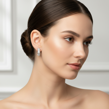Load image into Gallery viewer, Sterling Silver Bamboo Cz Huggie Earrings