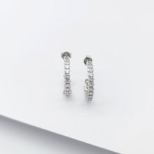 Load image into Gallery viewer, Sterling Silver Oval Cz Hoop Earrings 18mm
