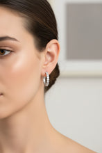 Load image into Gallery viewer, Sterling Silver Oval Cz Hoop Earrings 18mm