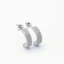 Load image into Gallery viewer, Cubic Zirconia Hoop Earrings 4mm x 12mm