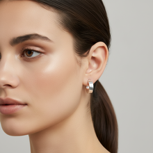 Load image into Gallery viewer, Sterling Silver Boxy Hoop Earrings 6mm x 18mm