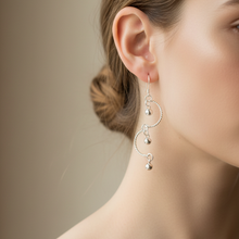 Load image into Gallery viewer, Sterling Silver Dangling Ball and Twisted Wire Earrings
