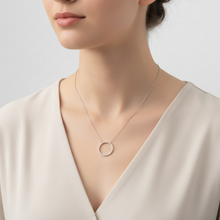 Load image into Gallery viewer, Sterling Silver Cz O Necklace 22mm