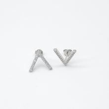 Load image into Gallery viewer, V-Shape Cubic Zirconia Stud Earrings