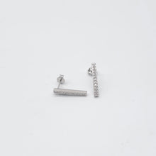 Load image into Gallery viewer, Sterling Silver Cz Bar Stud Earrings 19mm