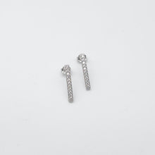 Load image into Gallery viewer, Sterling Silver Cz Bar Stud Earrings 19mm