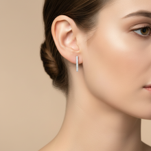 Load image into Gallery viewer, Sterling Silver Cz Bar Stud Earrings 19mm
