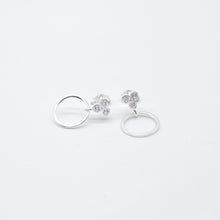 Load image into Gallery viewer, Three Cubic Zirconia Stud with Circle Earrings