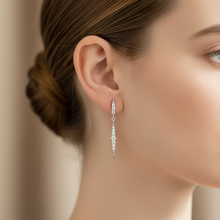 Load image into Gallery viewer, Sterling Silver Cz Drop Earrings 32mm