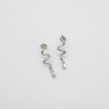 Load image into Gallery viewer, Swirl Cubic Zirconia Rectangular Drop Earrings 32mm