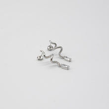 Load image into Gallery viewer, Swirl Cubic Zirconia Rectangular Drop Earrings 32mm
