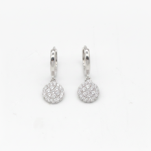 Load image into Gallery viewer, Sterling Silver Cz Pave Circle Huggie Earrings