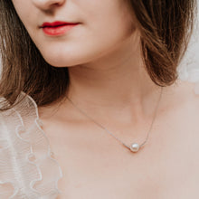 Load image into Gallery viewer, Fresh Water Pearl V-shape Cubic Zirconia Necklace