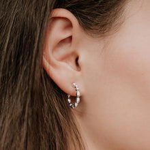 Load image into Gallery viewer, Oval Ball Hoop Earrings 3mm x 20mm