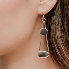 Load image into Gallery viewer, Sterling Silver Oval Shapes Dangle Earrings