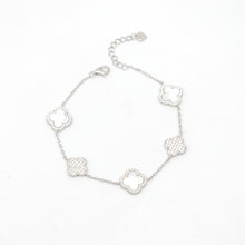 Load image into Gallery viewer, Mother of Pearl and CZ Clover Bracelet