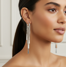 Load image into Gallery viewer, Sterling Silver Dangle Huggie Earrings

