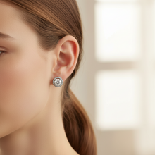 Load image into Gallery viewer, Sterling Silver Halo Cz Stud Earrings
