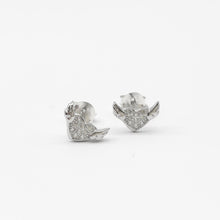 Load image into Gallery viewer, Sterling Silver Fly Away Heart Cz Stud Earrings
