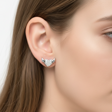 Load image into Gallery viewer, Sterling Silver Fly Away Heart Cz Stud Earrings
