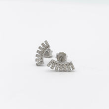 Load image into Gallery viewer, Sterling Silver Cz Fan Stud Earrings
