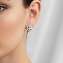 Load image into Gallery viewer, Sterling Silver Oval Cross Cz Stud Earrings
