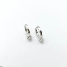 Load image into Gallery viewer, Sterling Silver Solitaire Cz Huggie Earrings
