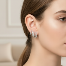 Load image into Gallery viewer, Sterling Silver Cz Huggie Earrings
