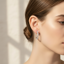 Load image into Gallery viewer, Square Cubic Zirconia Hoop Earrings 20mm
