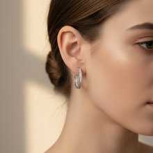 Load image into Gallery viewer, Sterling Silver Cubic Zirconia Hoop Earrings 2.5mm x 18mm
