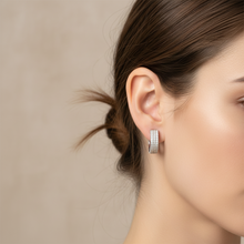 Load image into Gallery viewer, Sterling Silver Cubic Zirconia Hoop Earrings 4mm x 12mm
