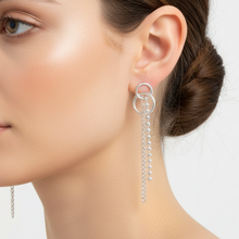 Load image into Gallery viewer, Sterling Silver Ball and Curb Chain Hanging Earrings 47mm
