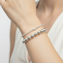 Load image into Gallery viewer, Sterling Silver Stretchy Single Barrel Ball Bracelet
