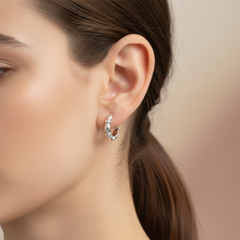 Load image into Gallery viewer, Sterling Silver Ball and Barrel Huggie Earrings
