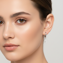 Load image into Gallery viewer, Sterling Silver Cross Huggie Earrings
