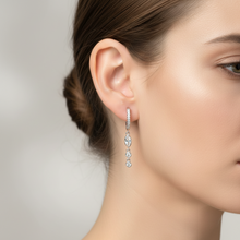 Load image into Gallery viewer, Sterling Silver Huggies with Cz Dangling Drops
