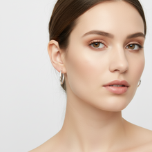 Load image into Gallery viewer, Sterling Silver Charm Hoop Earrings 2mm x 25mm
