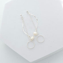 Load image into Gallery viewer, Sterling Silver Hanging Pearl Earrings
