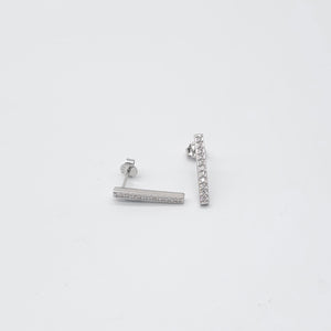 Cubic Zirconia Bar Stud Earrings 19mm